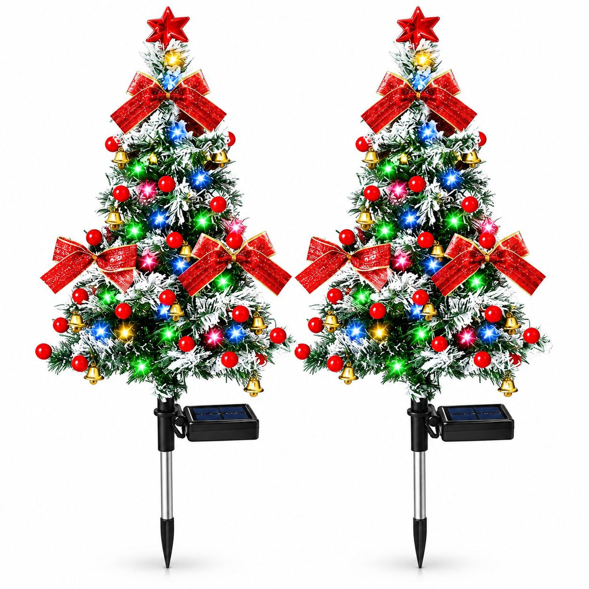 Solar Christmas Tree Stake Lights – Outdoor LED Pathway & Garden Decorations