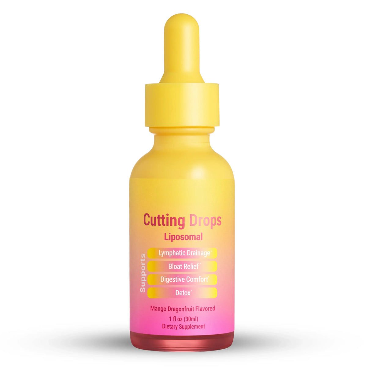 Cutting Drops – Lymphatic-Focused Debloat Formula ,for Lymphatic Drainage, Bloat Relief, Digestive Comfort and Detox – Mango Dragonfruit Flavor, 30 Servings