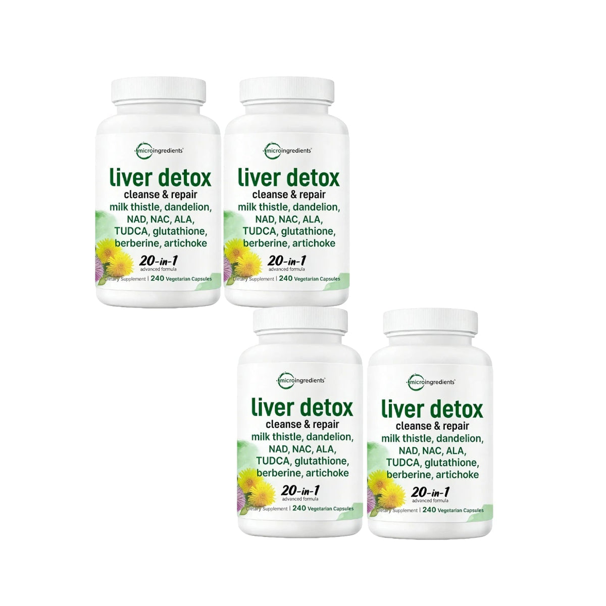 Liver Detox, 240 Veggie Capsules | 20-in-1 Advanced Support Complex with Milk Thistle, Dandelion, NAD, NAC, ALA