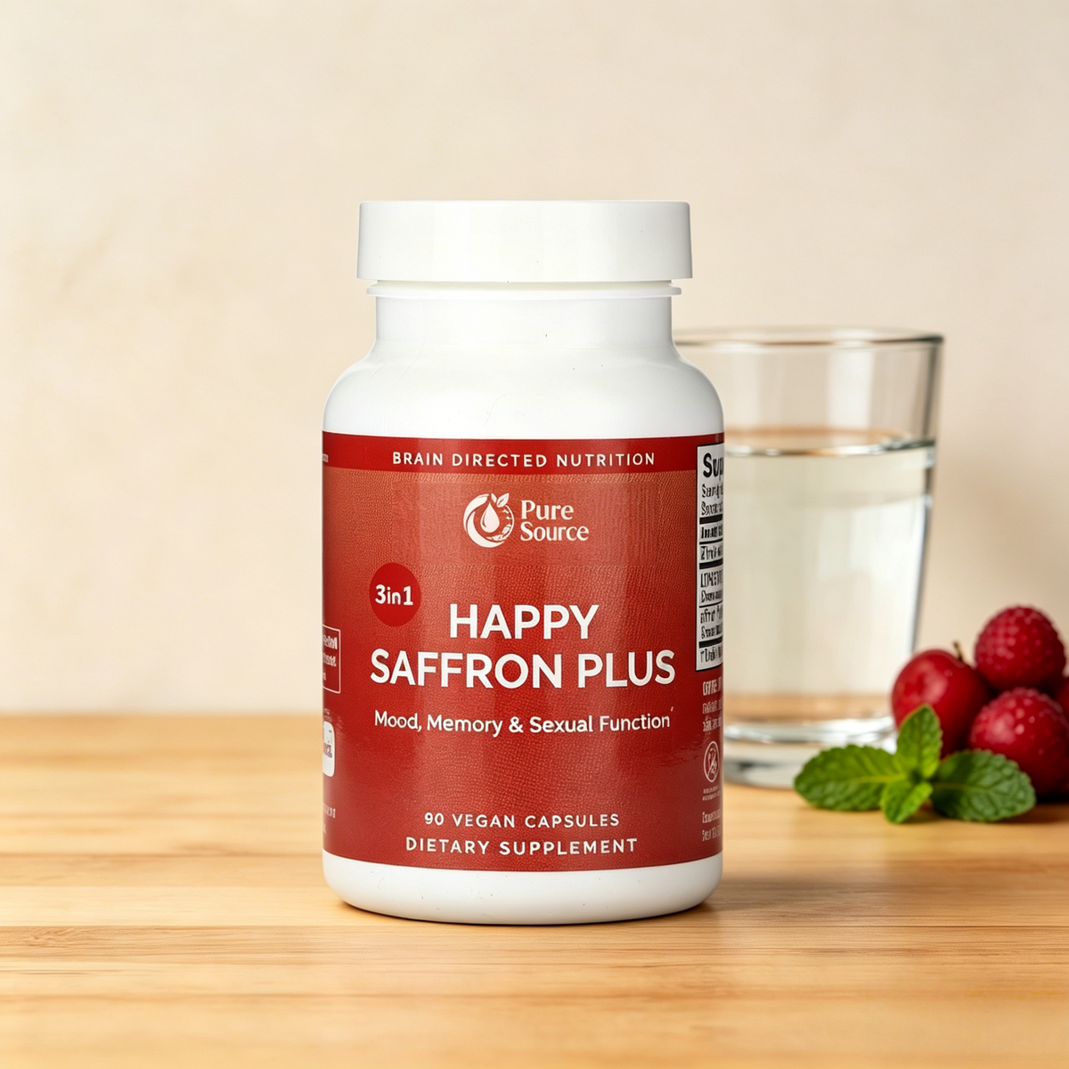Happy Saffron Plus, 90 Vegan Capsules，Mood &Mind Support，Sharper Mental Focus，Deeper, More Restful Sleep