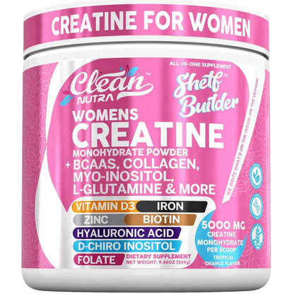 Clean Nutra Women’s Creatine Powder | Collagen + BCAAs | Orange Flavor