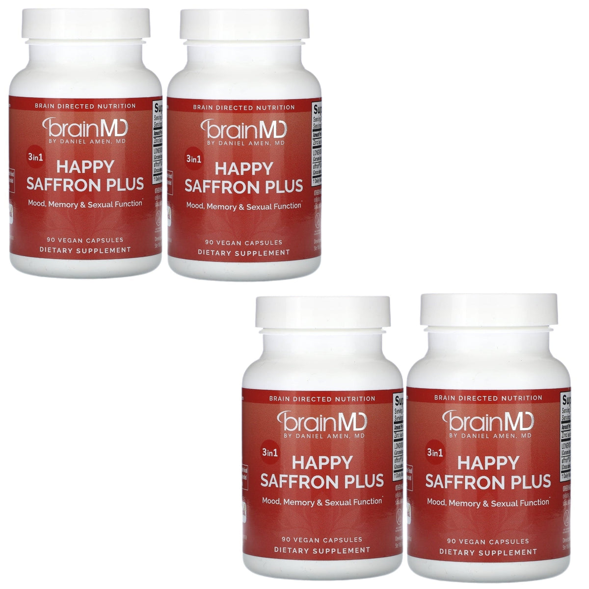 Happy Saffron Plus, 90 Vegan Capsules，Mood &Mind Support，Sharper Mental Focus，Deeper, More Restful Sleep