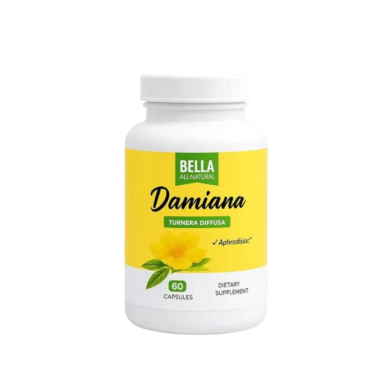 Damiana Capsules,  Leaves & Magnesium, A Dietary Supplement Maintaining Energy Balance, Reduce Stress And Sleep Better, 60 Capsules