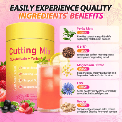 Yerba Mate Drink Mix with Berberine | Metabolism, Energy & Gut Health | Strawberry Acai | Vegan, Sugar-Free, 30ct