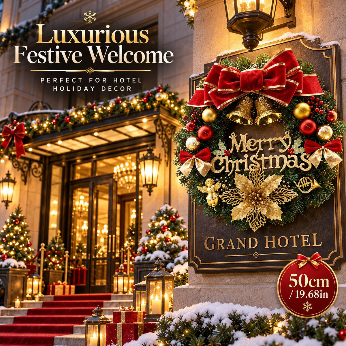Christmas Wreaths for Front Door – Artificial Holiday Wreaths for Home & Wall Decorations