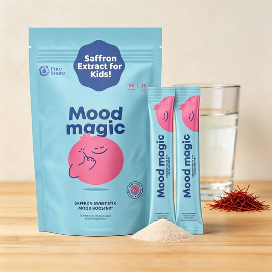 Mood Magic for Kids – Natural Mood Support Pixie Sticks Candy with Saffron Extract, Magnesium Citrate & Vitamin D3