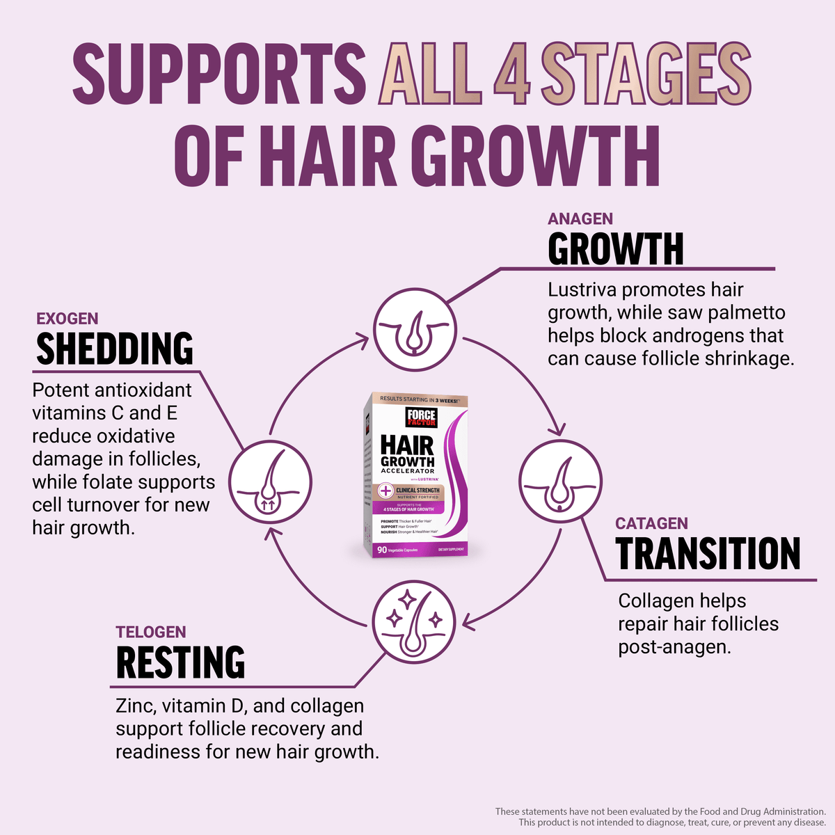 Hair Growth Accelerator, Hair Growth Vitamins for Women & Men with Clinically Studied Lustriva, Biotin & Ashwagandha, 90 Capsules