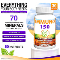 Immune Support Supplement, Packed with 70 Plant Minerals, 13 Essential Vitamins and 68 Additional Nutrients-150 Vegetable Capsules