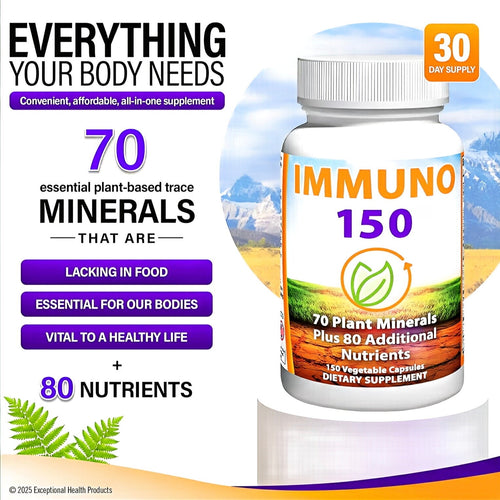Immune Support Supplement, Packed with 70 Plant Minerals, 13 Essential Vitamins and 68 Additional Nutrients-150 Vegetable Capsules