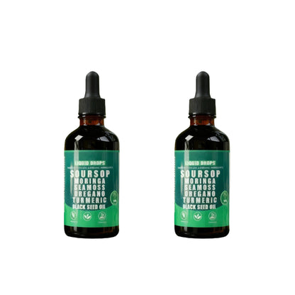 10-in-1 Soursop Superfood Drops | Natural Herbal Essence with Moringa & Turmeric for Holistic Wellness | 100% Organic (60mL)