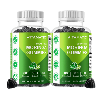 Vitamatic Moringa Gummies – Sugar-Free Botanical Extract – Green Superfood Supplement – Vegan, Pectin-Based, Non - 60 Count