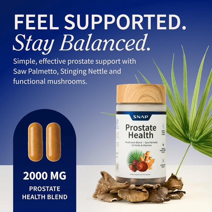 Prostate Health for Men, Saw Palmetto & Botanicals for Prostate & Urinary Support, Men’s Wellness Supplement, 90 Capsules
