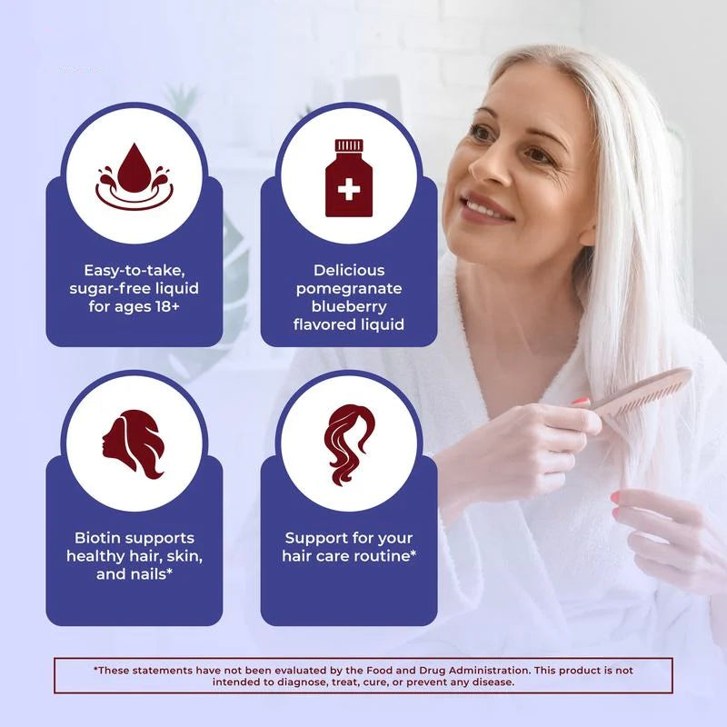 Daily Liquid Hair Formula - Hair Support - Thicker Hair for Women - Healthy Hair Habits - With SesZenBio - Biotin - Vitamin C - 16 fl oz