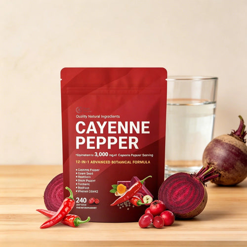 Cayenne Pepper Softgels Supplement, Supports Leg Vein, Heart and Blood Vessel Health, with Vitamin E D3+K2 and Extracts of Grape Seed, Hawthorn, Beetroot, Berberine and Others(240 Softgels/1 Bag)