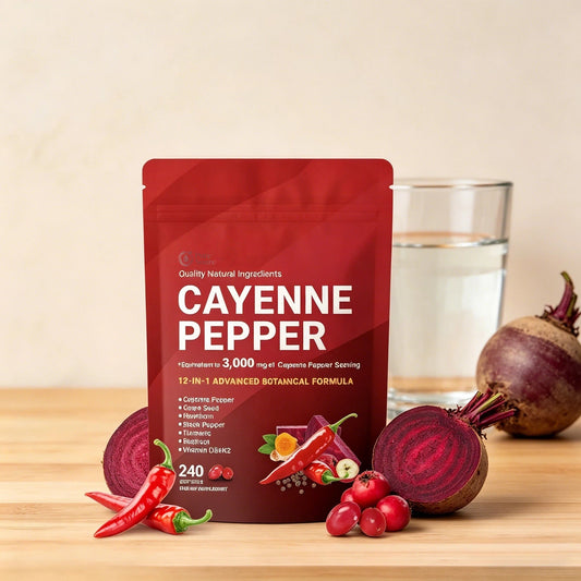 Cayenne Pepper Softgels Supplement, Supports Leg Vein, Heart and Blood Vessel Health, with Vitamin E D3+K2 and Extracts of Grape Seed, Hawthorn, Beetroot, Berberine and Others(240 Softgels/1 Bag)