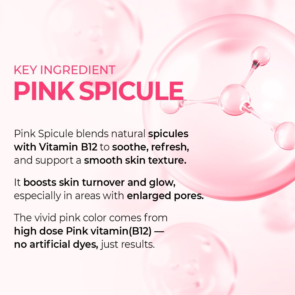 Cyano Pink Spicule Serum with Vitamin B12, Liquid Microneedle Facial Treatment for Enlarged Pores, Niacinamide for Texture Refining & Renewal, 1.01 fl.oz