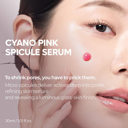 Cyano Pink Spicule Serum with Vitamin B12, Liquid Microneedle Facial Treatment for Enlarged Pores, Niacinamide for Texture Refining & Renewal, 1.01 fl.oz