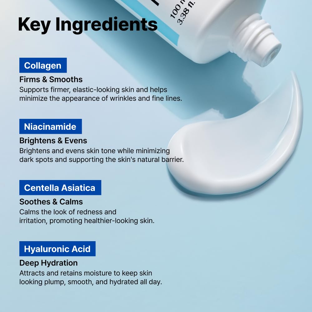 Ultimate Moisturizing Cream | Centella Asiatica, Niacinamide, Hyaluronic Acid, Collagen | Wrinkles, Fine Lines, Dark Spots, Dry Skin, Redness | 3.38 fl. oz., 100ml