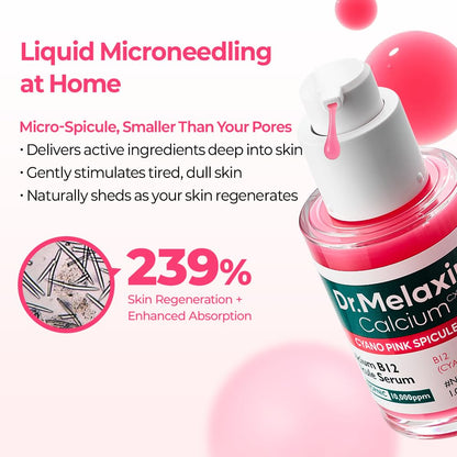 Cyano Pink Spicule Serum with Vitamin B12, Liquid Microneedle Facial Treatment for Enlarged Pores, Niacinamide for Texture Refining & Renewal, 1.01 fl.oz