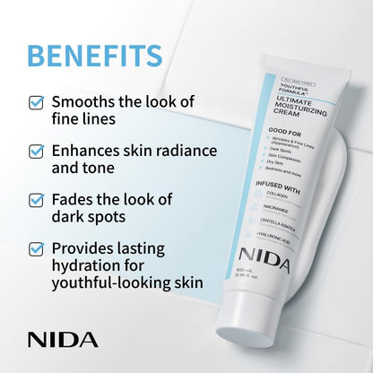 Ultimate Moisturizing Cream | Centella Asiatica, Niacinamide, Hyaluronic Acid, Collagen | Wrinkles, Fine Lines, Dark Spots, Dry Skin, Redness | 3.38 fl. oz., 100ml