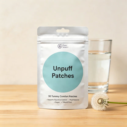 Unpuff Detox Patches | Dandelion & Ginger Herbal Vitamin Patch for Bloating & Water Retention | 30 Vegan Patches
