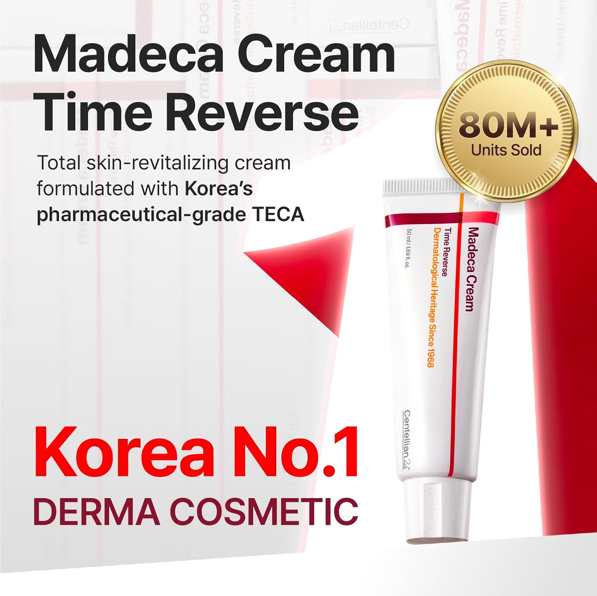 Madeca Time Reverse Cream – Korean Centella Anti-Aging Moisturizer | Hydrates, Firms & Reduces Wrinkles (1.69 fl oz)