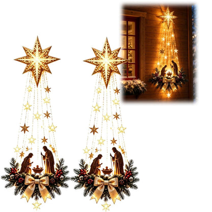 Angel Blessing Wall Light, Cascading Glowing Star Christmas Angel Wall Lamp, Led Starfall Effect Celestial Angel Figurine for Bedroom Living Room Entryway, Indoor Decoration，A