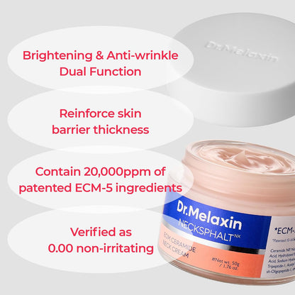 Firming Cream with ECM-5 20,000ppm, Firming & Lifting Neck Cream for Wrinkles & Sagging Skin, Ceramide & Collagen for Elasticity & Radiant Glow, 1.76 fl.oz