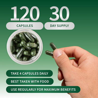 Supplements USDA Organic Spirulina & Chlorella, 120 Vegan Capsules | Superfood Supplement for Energy & Immune Support, Non-GMO, 30-Day Supply