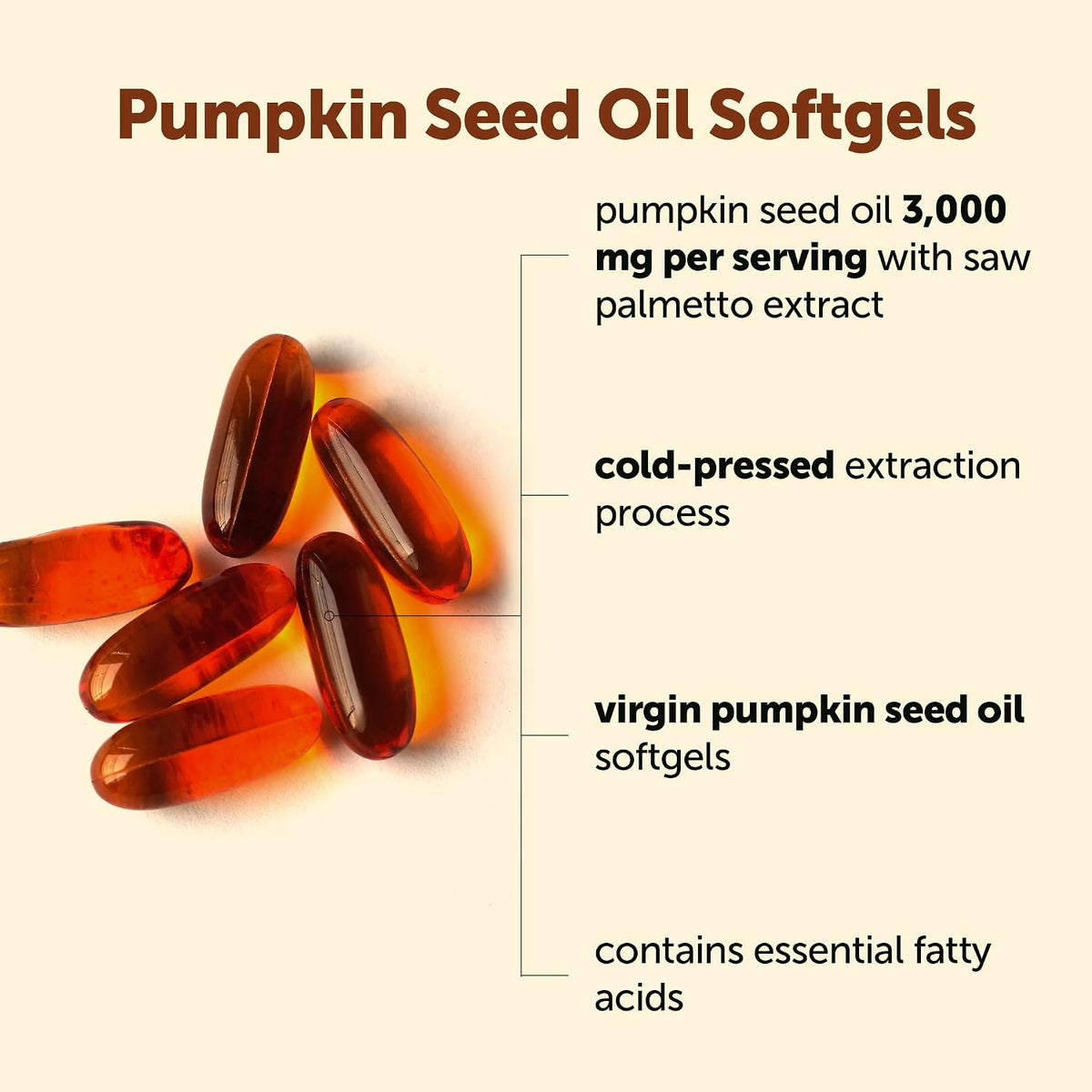 Pumpkin Seed Oil with Saw Palmetto, 300 Softgels | Cold Pressed, Pure Virgin Oil with Essential Fatty Acids & Phytosterols. For Men & Women. Non-GMO, Gluten Free.
