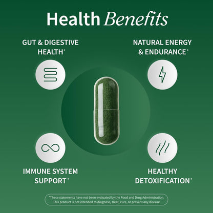 Supplements USDA Organic Spirulina & Chlorella, 120 Vegan Capsules | Superfood Supplement for Energy & Immune Support, Non-GMO, 30-Day Supply