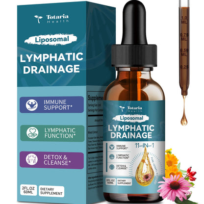 Liposomal Lymphatic Drainage Drops - 11 In 1 Organic Lymphatic Drainage Supplement with Burdock Root, Echinacea, Elderberry, Dandelion Supports Lymphatic Health 2 FL.OZ