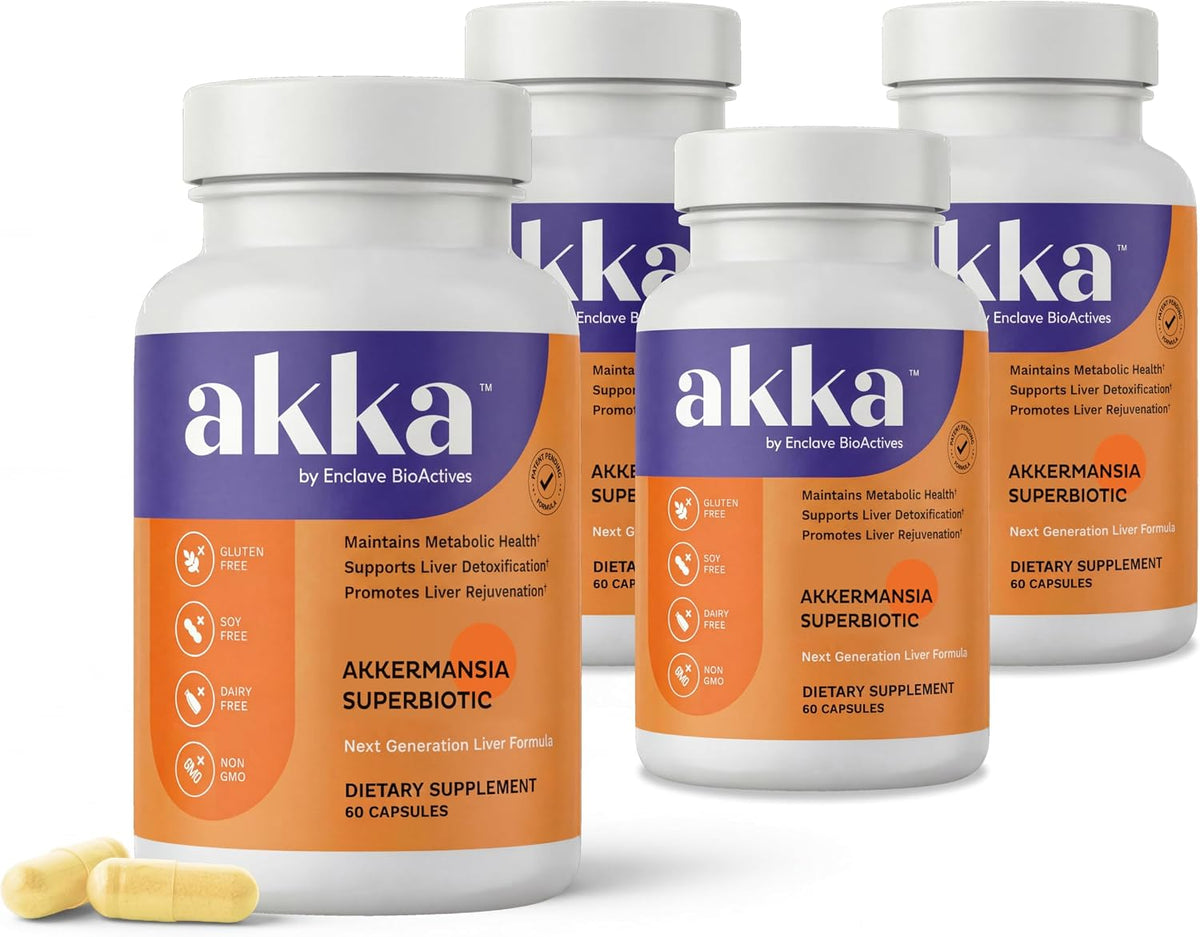 Akkermansia Probiotic, Liver & Digestive Health Support, Non-GMO, 4 Pack | Daily Wellness Support with Akkermansia Muciniphila, Gluten-Free