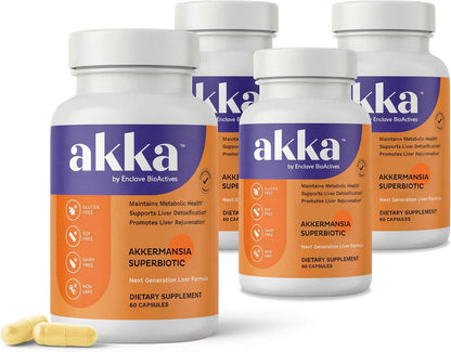 Akkermansia Probiotic, Liver & Digestive Health Support, Non-GMO, 4 Pack | Daily Wellness Support with Akkermansia Muciniphila, Gluten-Free