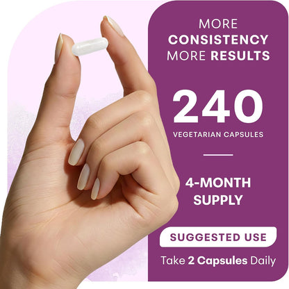 Magnesium Complex for Women, 240 Veggie Capsules | 20-in-1 with Glycinate, Citrate & More + D3, K2, Methylated B Complex, Biotin, Inositol & Ashwagandha. Filler Free, Non-GMO.