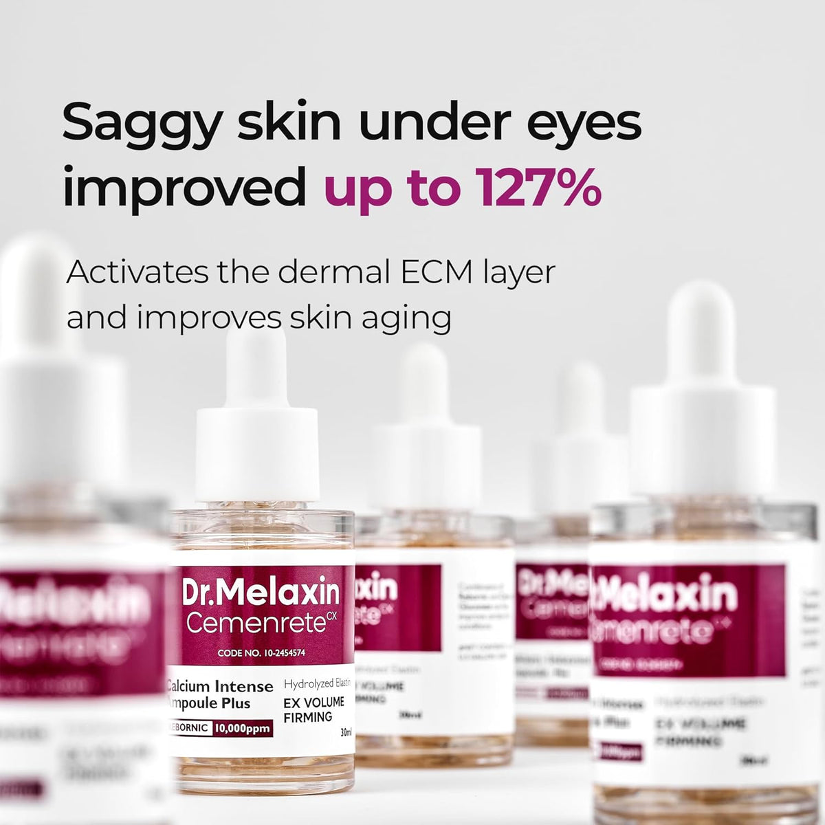 Calcium Ampoule Plus with Adenosine and Niacinamide for Sagging Under Eye Skin, Dark Circles, Fine Lines &Eye Bags 1.01fl.oz.