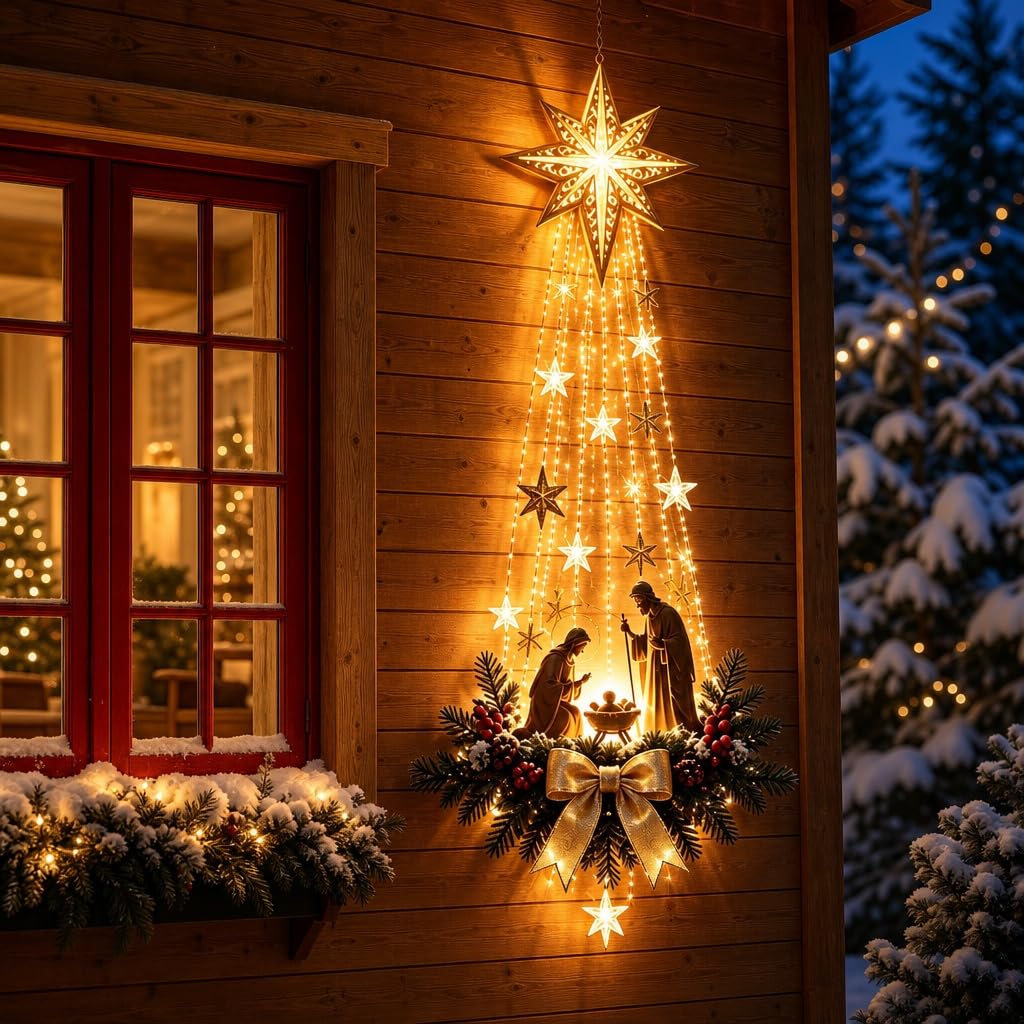 Angel Blessing Wall Light, Cascading Glowing Star Christmas Angel Wall Lamp, Led Starfall Effect Celestial Angel Figurine for Bedroom Living Room Entryway, Indoor Decoration，A