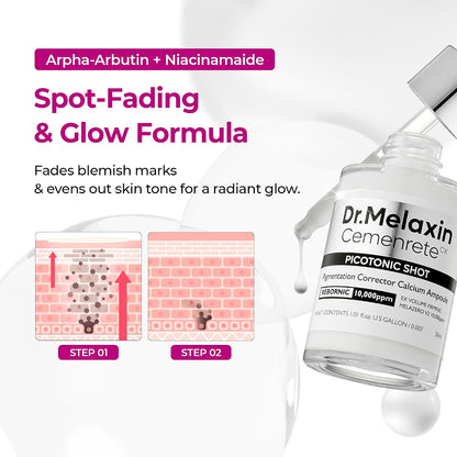 Picotonic Shot Serum 1.01 fl.oz - Alpha-Arbutin and Niacinamide Dark Spot Corrector Serum, Pigmentation Corrector for Uneven Skin Tone, Blemish Marks, K-Beauty Face Serum