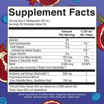 Daily Liquid Hair Formula - Hair Support - Thicker Hair for Women - Healthy Hair Habits - With SesZenBio - Biotin - Vitamin C - 16 fl oz