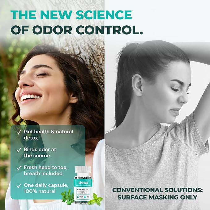DEOS Chlorophyll Internal Deodorant Capsules – Whole Body Freshness, 30 Count