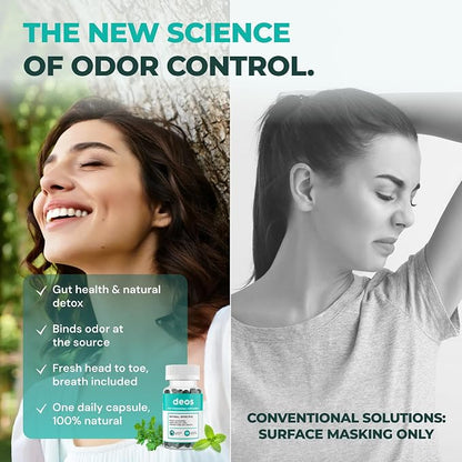 DEOS Chlorophyll Internal Deodorant Capsules – Whole Body Freshness, 30 Count