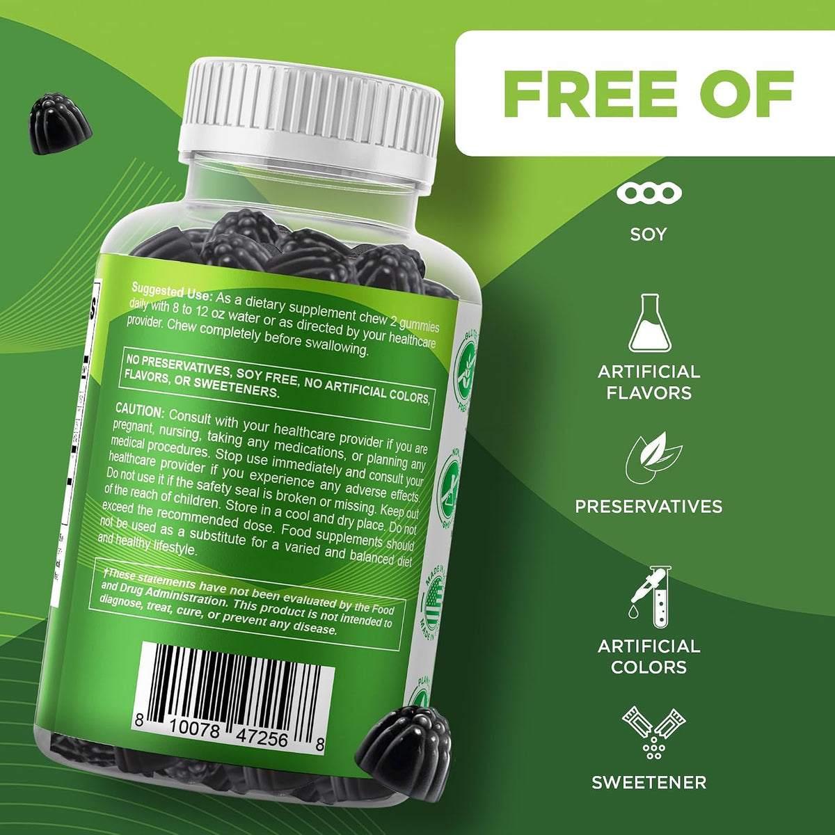 Vitamatic Moringa Gummies – Sugar-Free Botanical Extract – Green Superfood Supplement – Vegan, Pectin-Based, Non - 60 Count