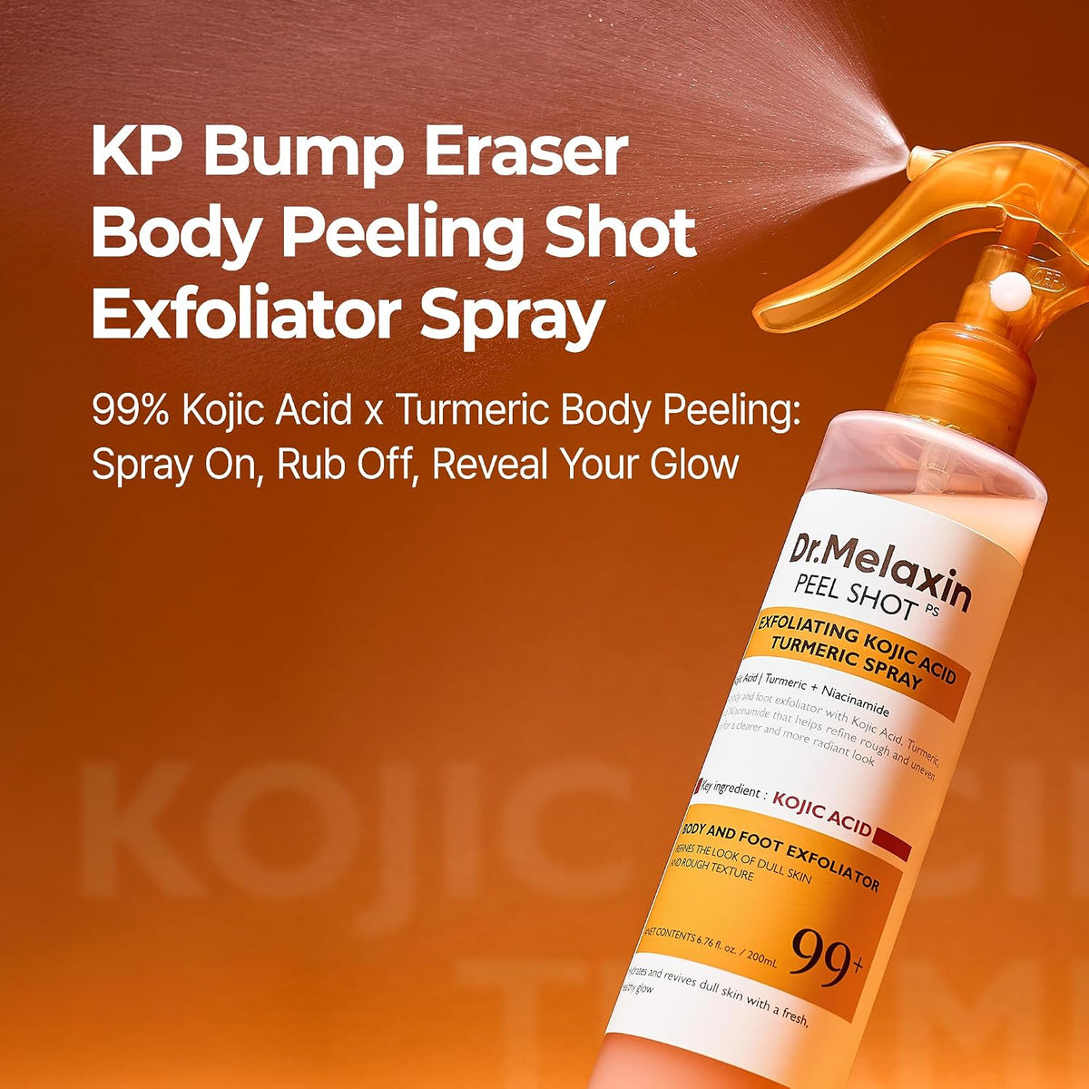 Body & Face Peel Shot Duo Glow Rice Peeling Ampoule Kojic Acid & Turmeric spray