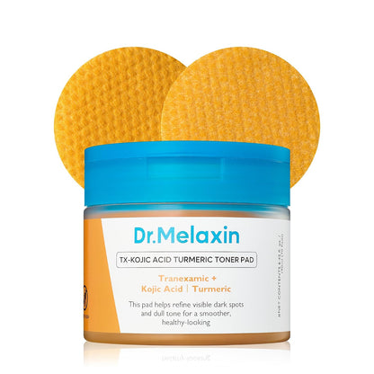 TX Kojic Acid Turmeric Toner Pads with Tranexamic Acid, Brightening Toner Pad for Pigmentation & Dark Spot Care, Gentle Keratin Care for Radiant Skin, Korean Skincare, 70 Sheets