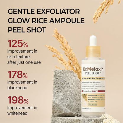 Body & Face Peel Shot Duo Glow Rice Peeling Ampoule Kojic Acid & Turmeric spray