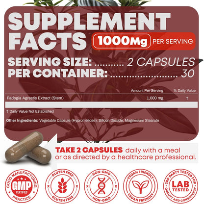 1000mg Per Serving Supplement - Potent Extract to Increase Energy, Athletic Performance & Muscle Mass - Supplements, Made in The USA (60 Capsules)