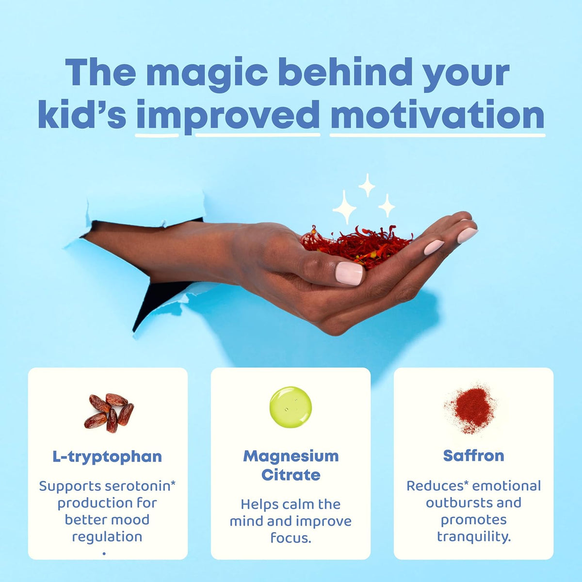 Mood Magic for Kids – Natural Mood Support Pixie Sticks Candy with Saffron Extract, Magnesium Citrate & Vitamin D3