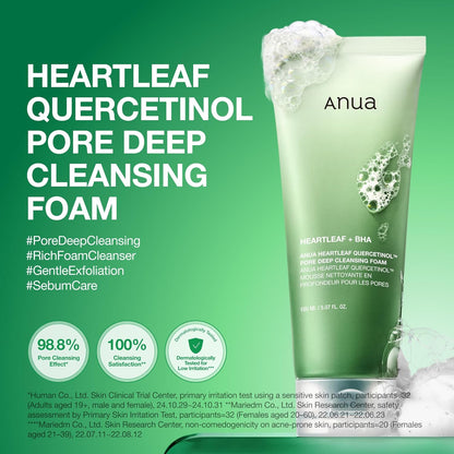 2PCS Heartleaf Quercetinol Pore Deep Cleansing Foam, 5.07 fl.oz | Face wash for Pore Refining Cleanser, Hydrating Daily Cleanser For Double Cleansing, Gentle Foaming with BHA