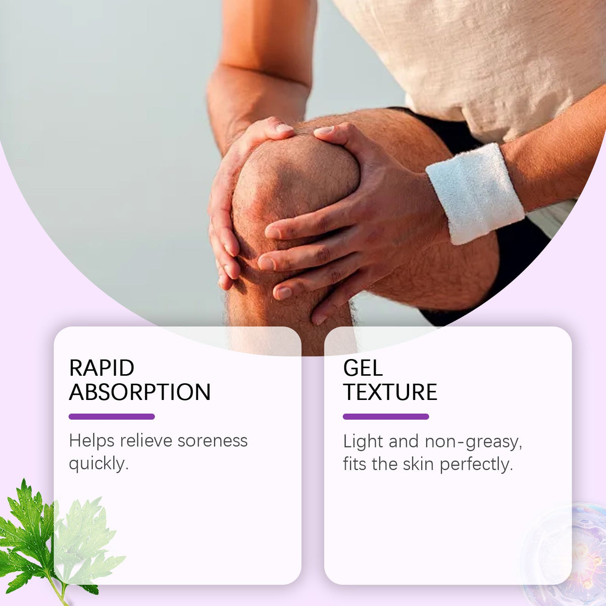 2PC Soothing Relief Massage Gel, Joint Gel Purple Gel Soothes for Knees, Lumbar, Neck, Hands and Joint Activities Throughout.(100g)