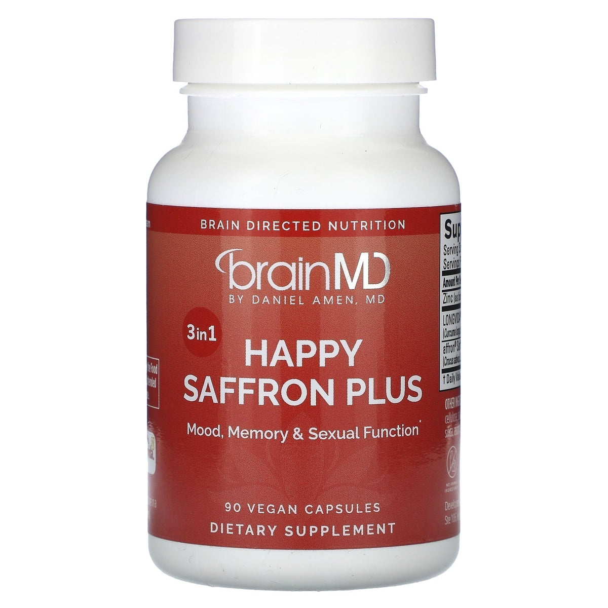 Happy Saffron Plus, 90 Vegan Capsules，Mood &Mind Support，Sharper Mental Focus，Deeper, More Restful Sleep